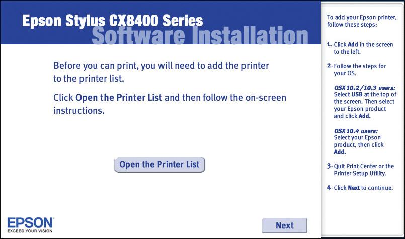 Suivez les conseils à droite pour ajouter l appareil CX800 Series. your computer. Copy a document or photo Restaurer les photos 7 Click Next again, if necessary.