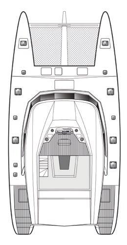 Grand voile: 120 m² / 1291 sqft Genoa Génois: 70 m² / 750 sqft Naval Architecture Architecture Navale: Sunreef Yachts Interior Design Design Intérieur: Sunreef Yachts HULLS