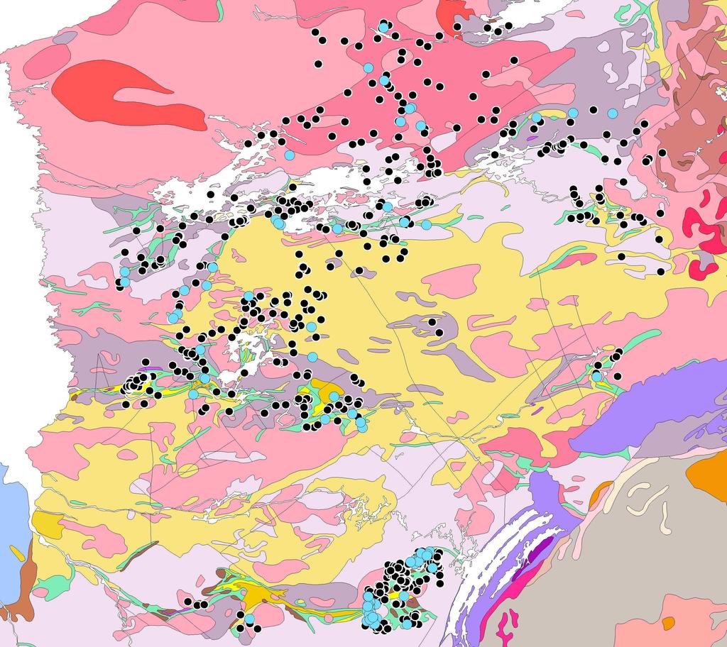 «Spécialisation» des granites à la Baie-James Répartition des données hétérogène Données