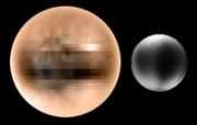 Pluton et Charon : Diamètre: 2 306Km soit 1,5 fois plus petit celui de la Lune. Période de révolution: 248 années terrestres. Période de rotation: 6 jours terrestres et 9 heures.