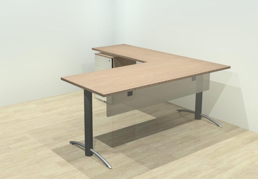 Table ajustable en hauteur - Aménagement Type 5- Poste en L 1 Option modestie acrylique 66 : LV 1054UAMC1SN + 17.69$ 7 : LV 1060UAMC1SN +14.