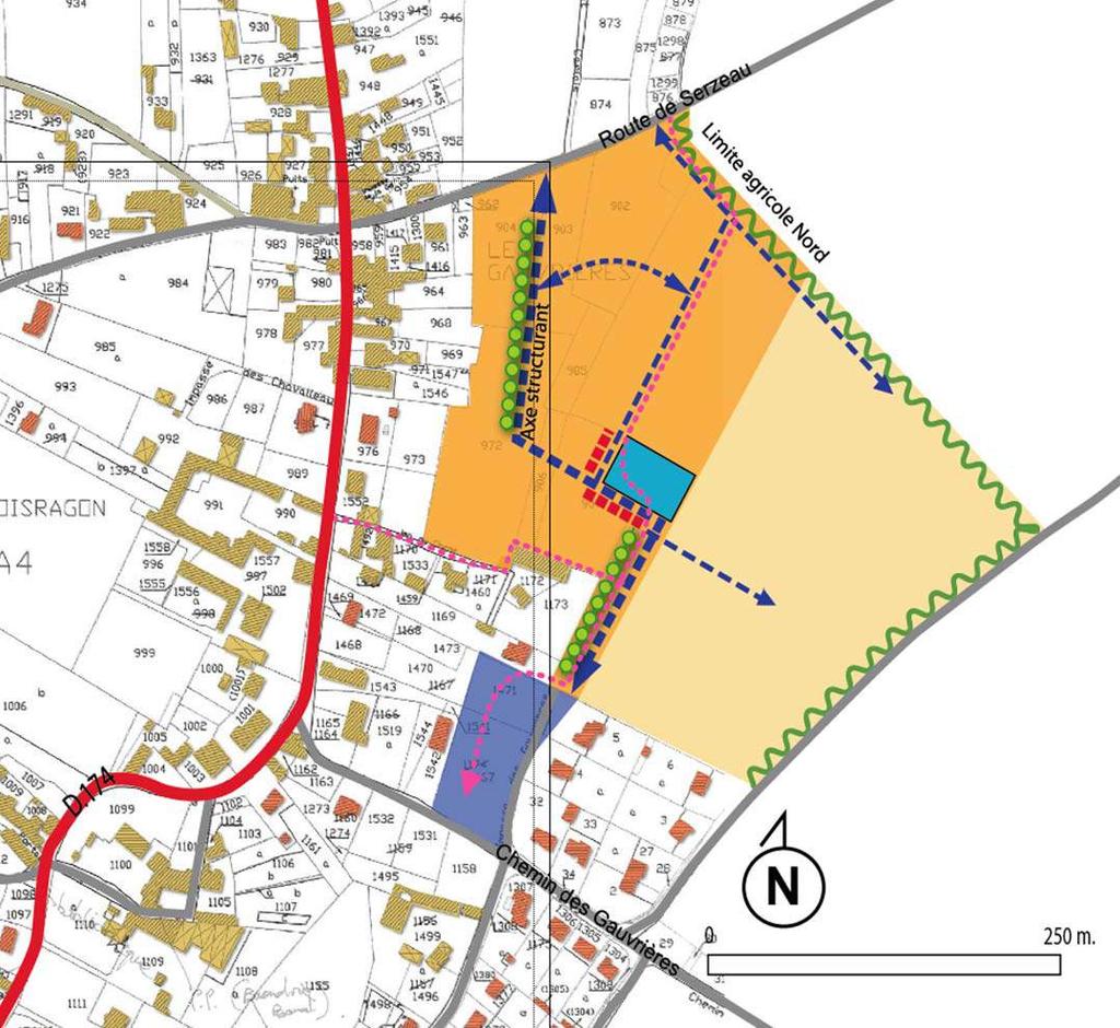 ZOOM 1 : Boisragon Les secteurs de développement résidentiel sur les écarts 5,30 ha 5,15 ha Route de Cerzeau Les caractères gras sont opposables dans l esprit.