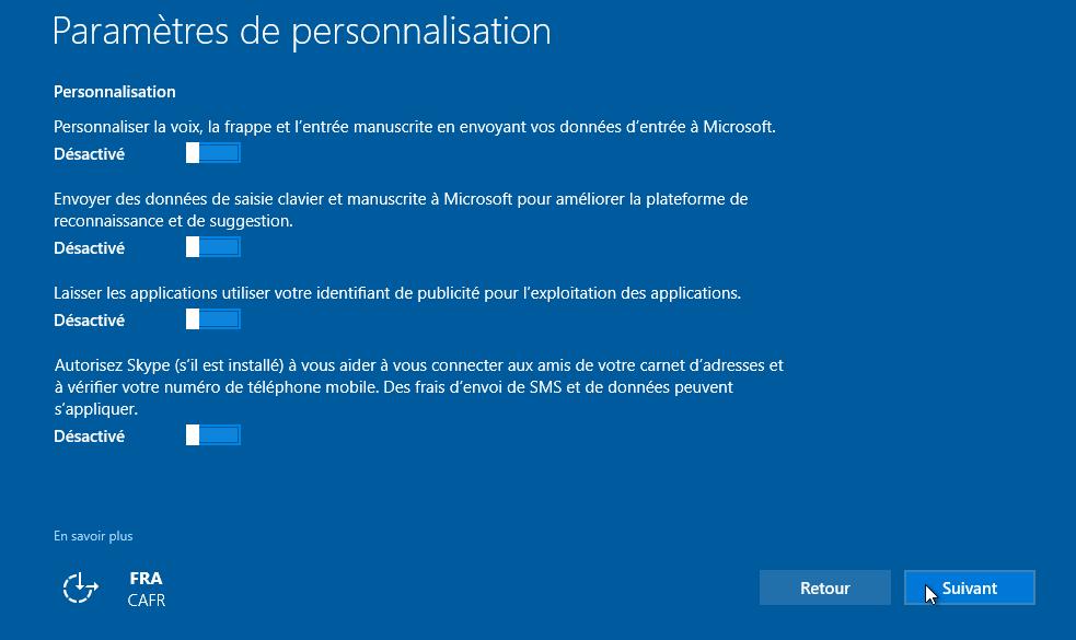 21. Comme vous pouvez voir, Microsoft veut collecter énormément d information sous prétexte de «personnaliser» votre expérience avec Windows.