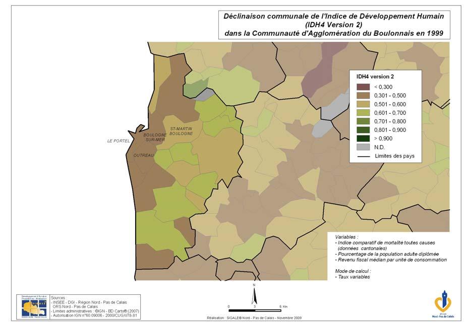 5. Profil IDH4 (Déclinaison communale de l Indice de Développement Humain) Des difficultés dans les communes les plus peuplées.