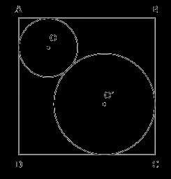 Exercce 5 (4 pots) Sot ABCD u carré de coté a. U cercle téreur au carré est taget à AB et AD. U secod cercle ', téreur au carré, est taget extéreuremet à as qu aux drotes CB et CD.