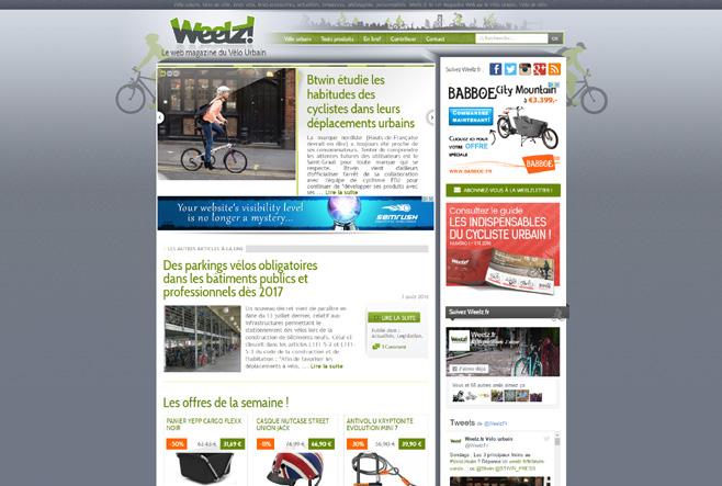 A propos de Weelz.fr Weelz.fr, c est le web magazine du vélo urbain. Nous sommes aujourd hui le 1er média numérique francophone traitant du sujet du déplacement à vélo.