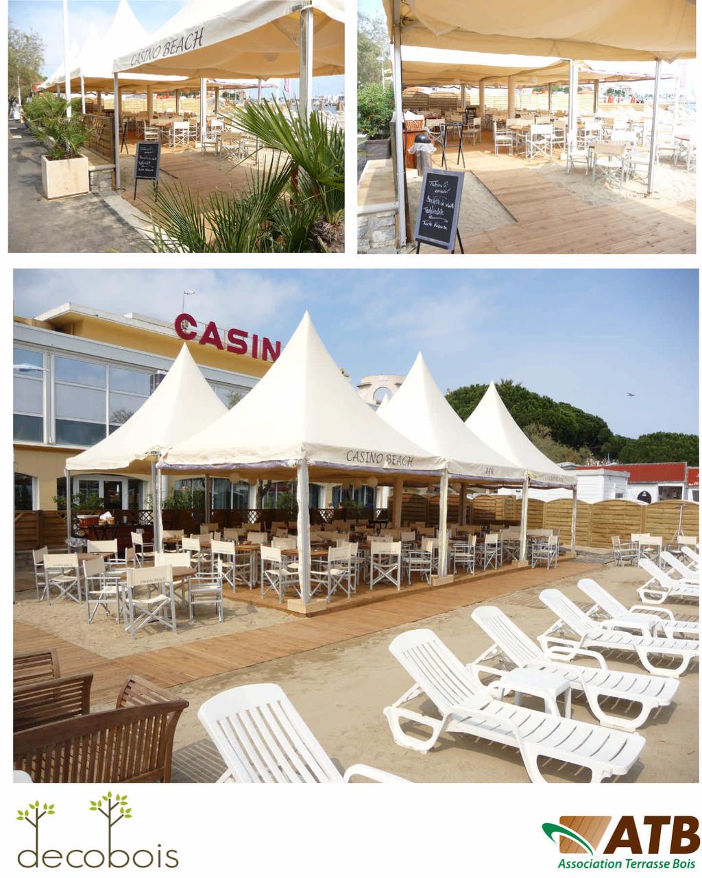 Terrasse plage en modules Quicktec Maître d'ouvrage : Casino Barrière Ste Maxime Date de réalisation :