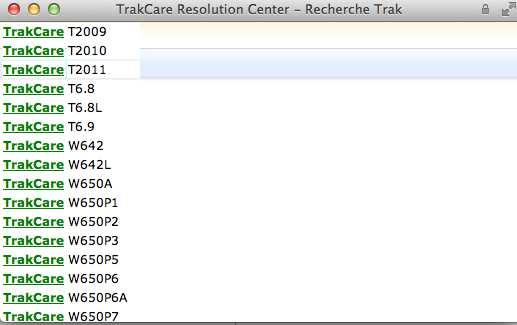 Les dmaines d applicatin snt filtrés en fnctin du prduit TrakCare u Clinicm. 3.1.