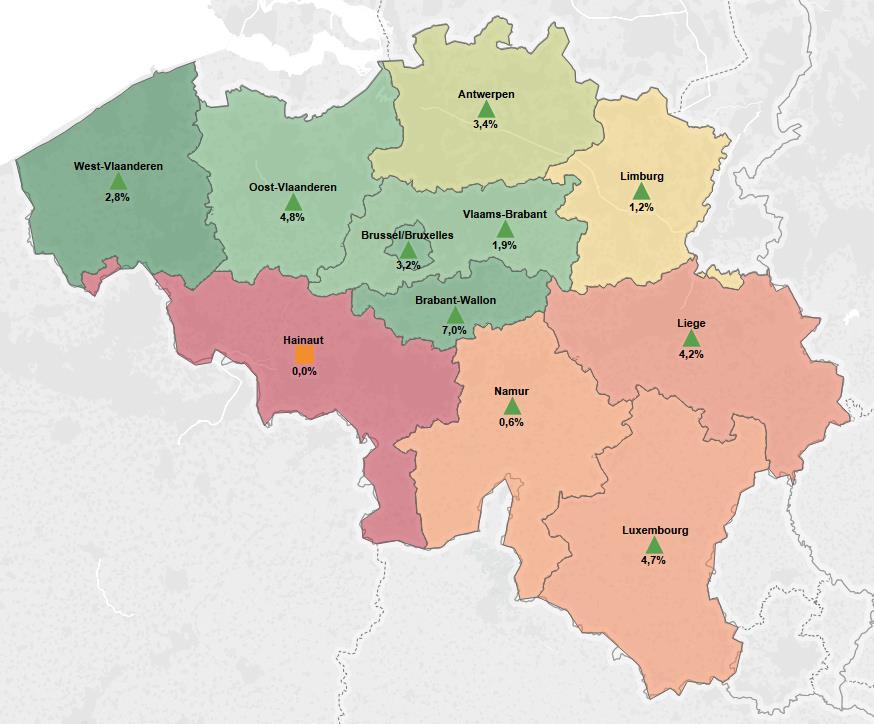 29 Enfin, nous ajoutons également une carte d aperçu pour les appartements qui résume l évolution du prix moyen d un appartement dans les différentes provinces de Belgique.