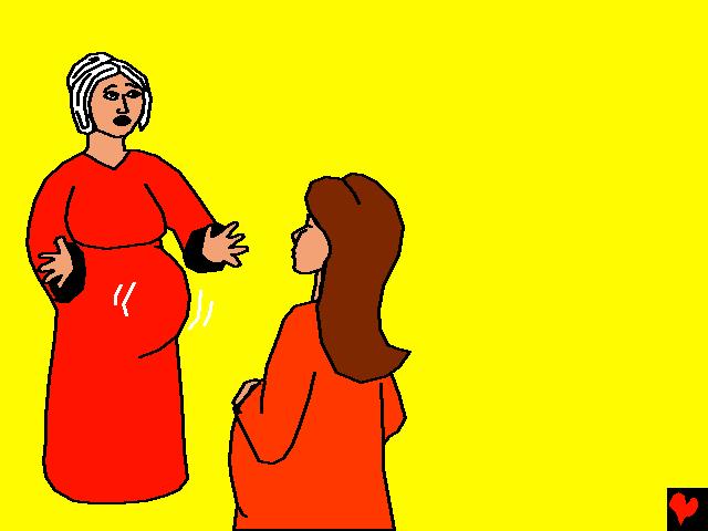 Quand Marie arriva, Élisabeth sentit son bébé bouger à l intérieur de son ventre.