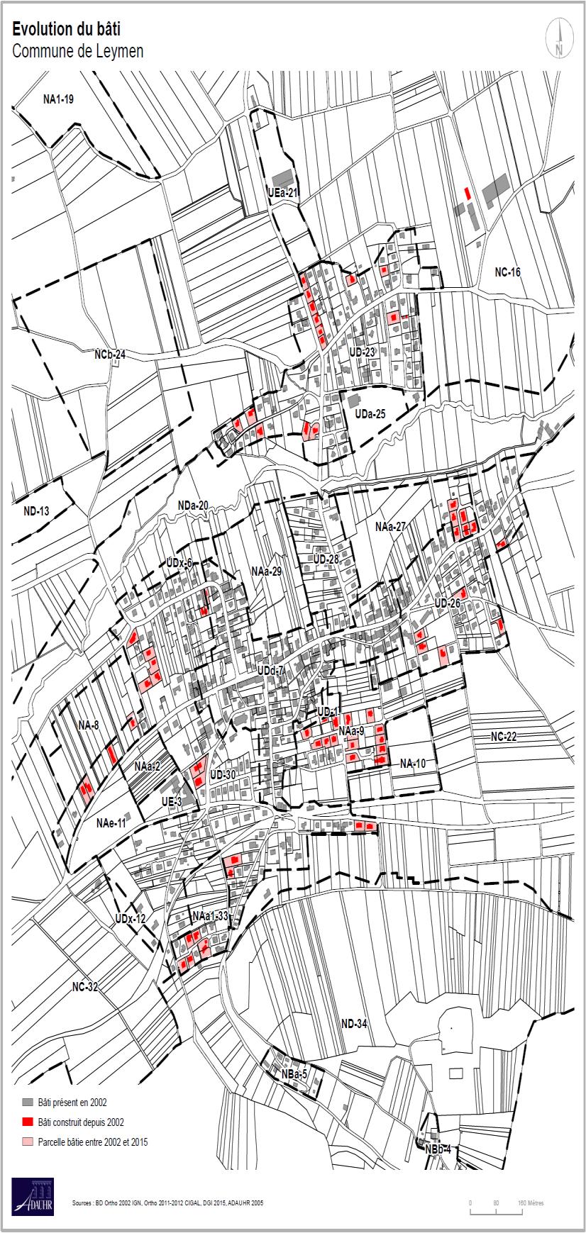 Le PADD de la commune Carte : espace urbanisé entre