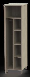 8 mm assortis Panneau de particules avec face décor mélaminé assortis 1 côté étagère (4 étagères) et 1 côté penderie (barre tube méplat acier zingué positionnée sur 2 supports tringle) Option :