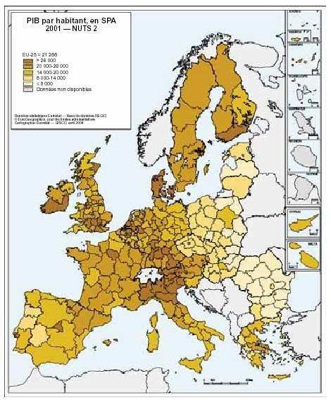 Mégalopole européenne PIB par habitant