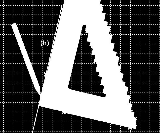 Cours sur les droites particulières dans les triangles - classe de 5e Construction de (h), la hauteur issue de B dans le triangle ABC. Figure 2.