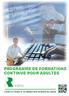 PROGRAMME DE FORMATIONS CONTINUE POUR ADULTES