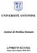 UNIVERSITÉ ANTONINE. Institut de Prothèse Dentaire