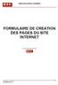 FORMULAIRE DE CREATION DES PAGES DU SITE INTERNET