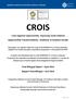 CROIS. Cross Regional Opportunities: Improving Social cohesion Opportunitiés Transfrontalières : Améliorer la Cohésion Sociale