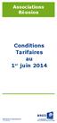 Associations Réunion. Conditions Tarifaires au 1 er juin 2014. www.bred.fr