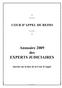 Annuaire 2009 des EXPERTS JUDICIAIRES