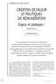 CRÉATION DE VALEUR ET POLITIQUES DE RÉMUNÉRATION Enjeux et pratiques *