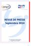 REVUE DE PRESSE Septembre 2014