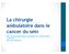 La chirurgie ambulatoire dans le cancer du sein. EPU, service de gynécologie et obstétrique de l hôpital Bicêtre 12/03/2015 Yaël Levy-Zauberman