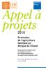 Appel à projets. Promotion de l agriculture familiale en Afrique de l Ouest
