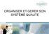 ORGANISER ET GERER SON. Organisation management SYSTÈME QUALITE