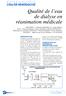 Qualité de l eau de dialyse en réanimation médicale