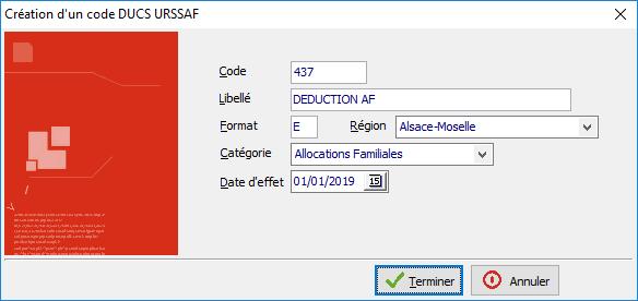 Créer le code CTP 332 Pour France (hors Alsace) et l Alsace / Moselle Pour se faire, accéder au Menu Fichier Tables diverses Code DUCS / AUDIENS.