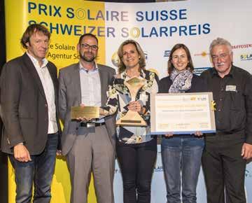 Norman Foster Solar Award 2016. De gauche à droite: Prof. Peter Schürch, Gilles Garazi, Valérie Cerda, Tatiana Oddo-Clerc et Hans-Luzi Züst.