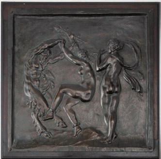 625 Georges GARDET (1863-1939) Lionne flairant un chien de Fô Épreuve en bronze patiné et doré.