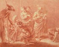 16,5 x 22 cm et 17 x 21,5 cm 500 / 600 la paire CB 415 414 413 Louis Fabricius DU BOURG (Amsterdam 1693-1775) Soldats jouant aux dés Sanguine.