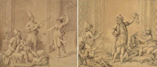419 Nicolas-André MONSIAU (1754-1837) Scènes de harem Deux