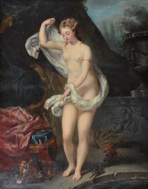468 467 École FRANCAISE de la fin du XVIIIème siècle Le bain de la Bacchante Huile sur toile.