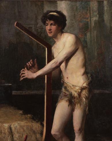 482 Jules-Elie DELAUNAY (Nantes 1828 Paris 1891) Jeune éphèbe jouant de la harpe Toile.