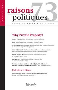 Raisons politiques. 73 2019 Why Private Property?