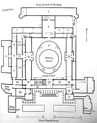 Fig. 4. Plan du British Museum, architecte : Robert Smirke. Trustees of the British Museum. de la civilisation» réalisé par le sculpteur Richard Westmacott (1775-1856).