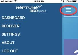Chapitre 7 : À propos de 7. Saisissez l ID du site à 5 chiffres de votre service. L application affiche la page de renvoi de Neptune 360 Mobile et vous pouvez sélectionner la fonction voulue.