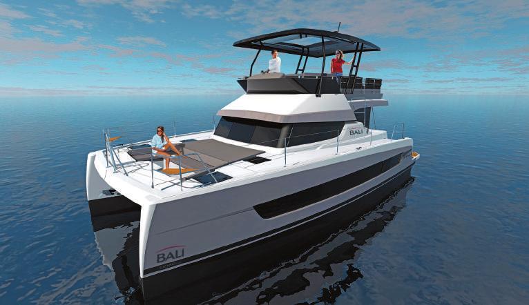 to the very large aft platform with bench seat and lockers. Access to the flybridge on each side is easy and safe.