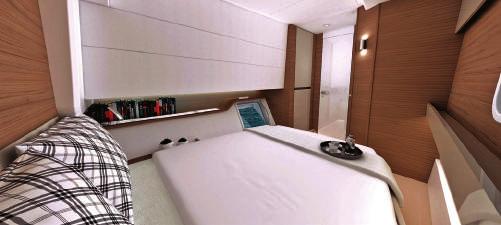 The port hull of the three-cabin version offers its guests an