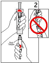 Plunger : Piston Needle cover : Capuchon de protection de l aiguille Ôtez le capuchon de protection de l aiguille et jetez-le. N APPUYEZ PAS sur le piston de la seringue.