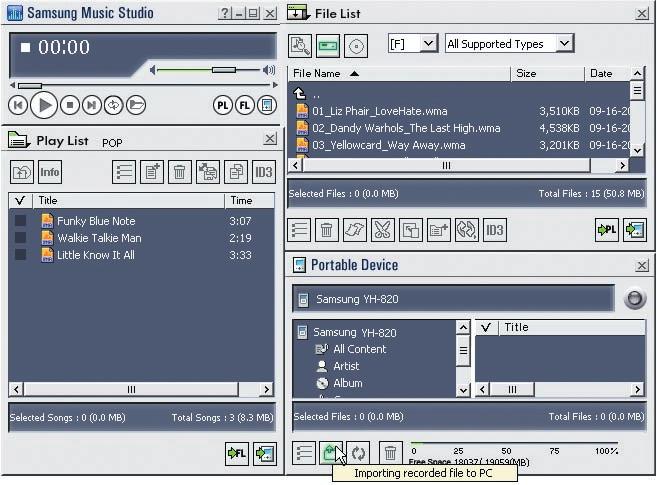 Utilisation de Music Studio Affichage de l Aide de Music Studio I Chargement d un fichier enregistré 4 Connectez le lecteur à votre PC.