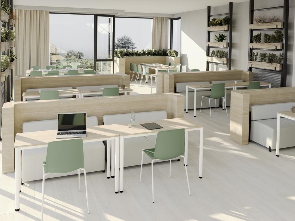 High performance spaces Dynamic s modern design, resistance and high competitiveness make it the perfect table for equipping public spaces such as coffee shops, restaurants or communal areas.
