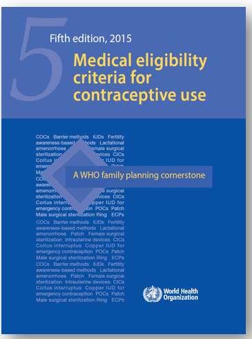 Ressources supplémentaires Critères de recevabilité médicale (CME) de l'oms pour l'utilisation des contraceptifs, cinquième édition.