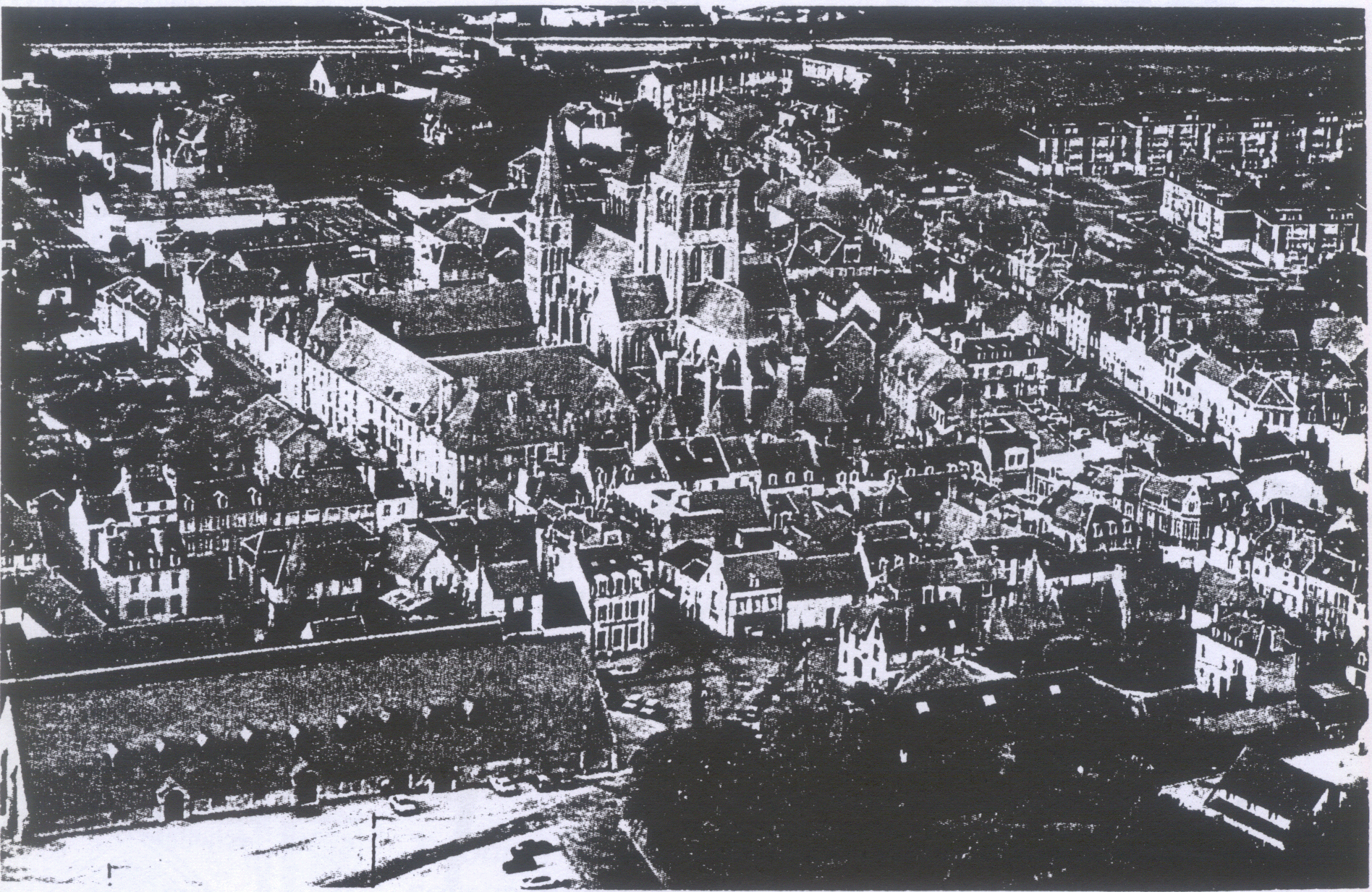 Document n 6 : Plan de l Abbaye de Saint-Pierre-sur-Dives (d après le plan dressé en 1666 par Dom Pierre LEDO, religieux de Saint Etienne de Caen) 1- Eglise abbatiale 2- Eglise paroissiale du bourg