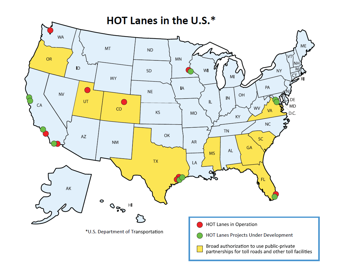 Annexe 1 : HOT-HOV Lanes aux Etats-Unis - l exemple des voies express dans la région de la baie de San Francisco Introduction : principe des HOV/HOT lane L idée avec la mise en place des HOV (High