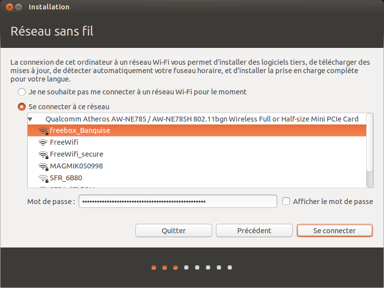 L écran «Préparation de l installation d Ubuntu» vous perme ra également de savoir si vous avez assez d espace disque et si vous êtes connecté à une source d énergie (dans le cas où vous installez