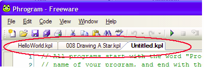 Si le panneau editeur de code affiche un autre programme, sélectionnez Fichier Nouveau dans le menu.